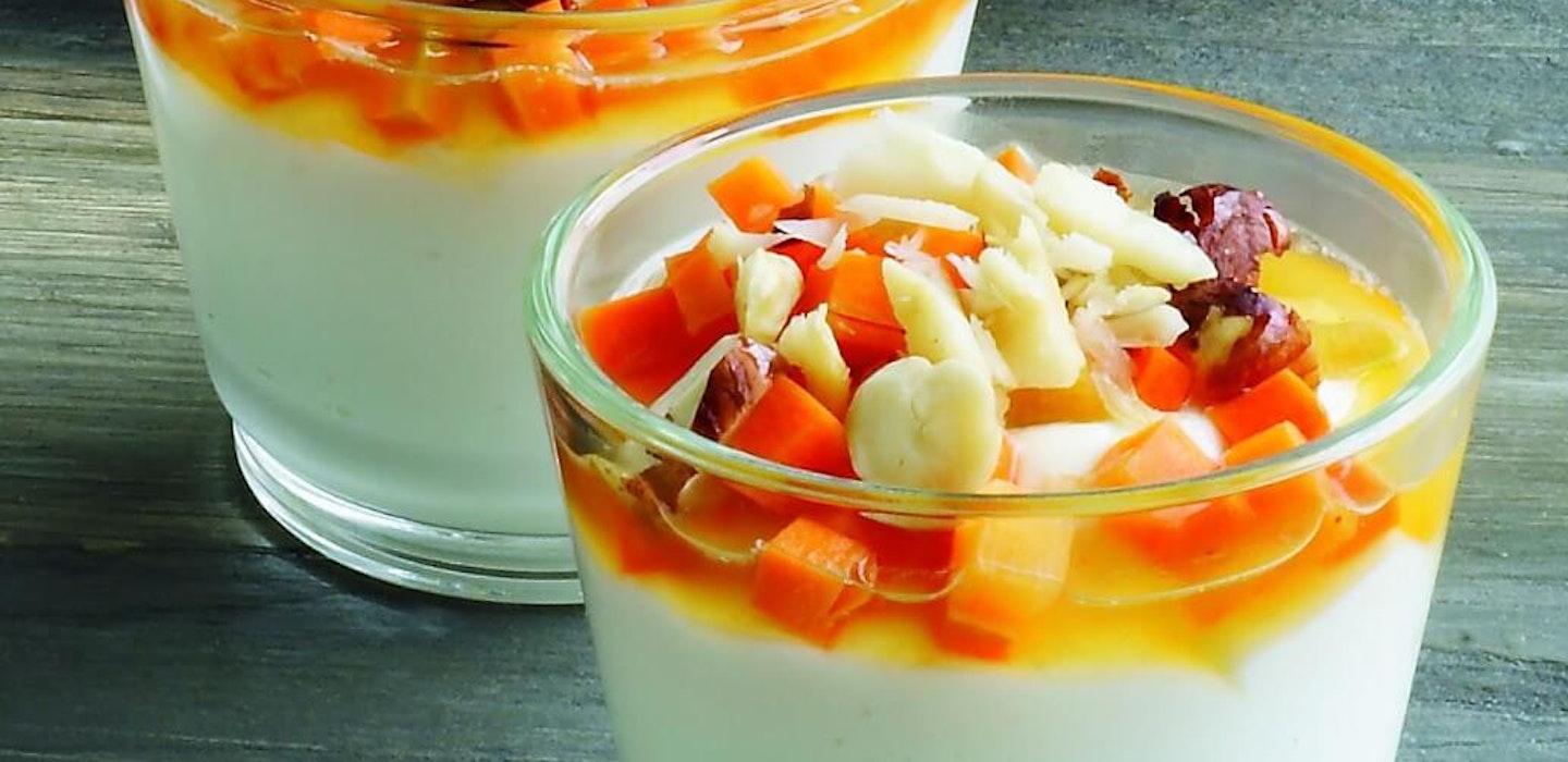 Mellemmåltid - yoghurt snack med gulerod