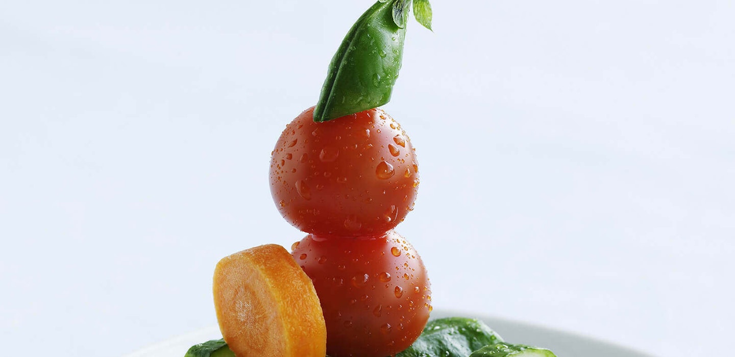 Figur af grøntsager til børn: Bil af agurk, tomat, ærtebælg og gulerod